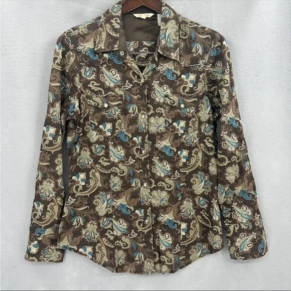 Stetson Blouse Womens Medium Western Floral Pearl Snap Cowboy Floral  Shirt Top - Picture 1 of 4